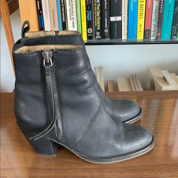 Acne Studio Black Leather Ankle Boots - Picture 1 of 7